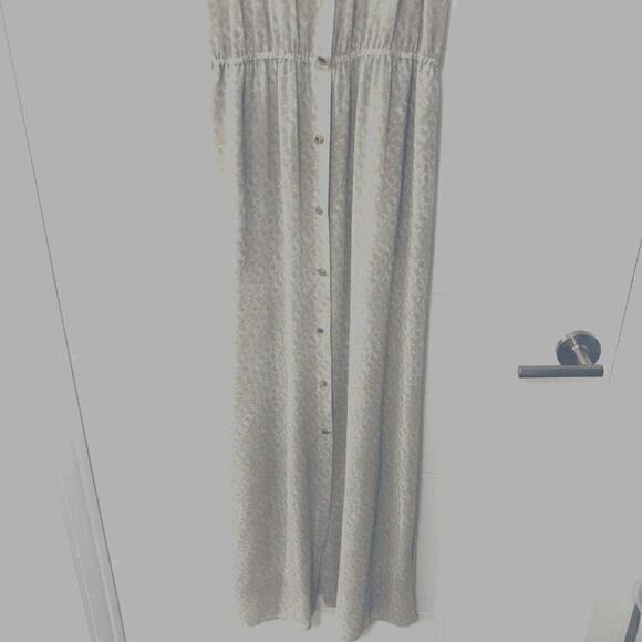 Michael Kors Flower Print Snap Closure Front-Slit Maxi Dress Size S Beige - Picture 8 of 8